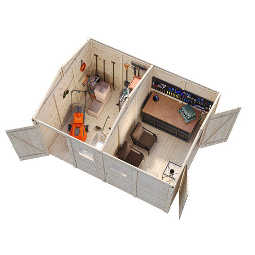 Gerätehaus PALMAKO Dan aus Holz in Grau mit Satteldach, B/T/H: 295 x 394 x 220 cm - Bild 2