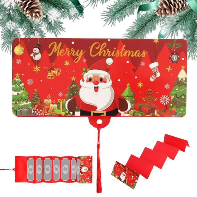 Festlicher Weihnachtsmann Geldkartenumschlag in Rot mit Quaste als faltbarer Geldhalter für Kinder und Partys - Bild 1