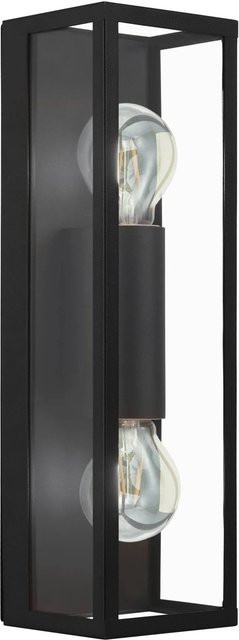 Eglo Wandleuchte Amezola 2-flammig Schwarz mit transparentem Glas für Badezimmer E27 60 W - Bild 1