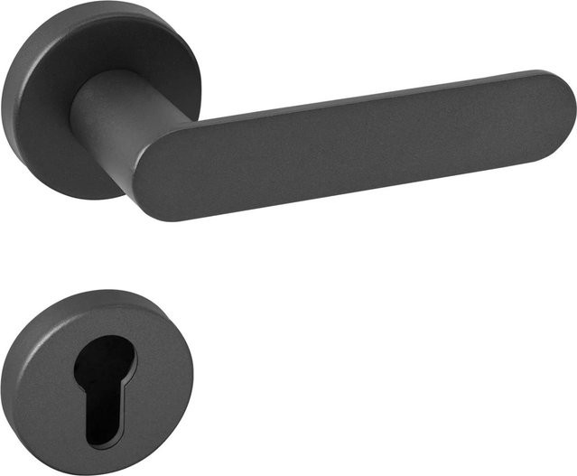 SO-TECH Rosettengarnitur Türdrücker SAM in Anthrazit Matt mit Profilzylinder PZ und Befestigungsmaterial aus Aluminium - Bild 1