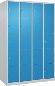 C+P Schließfachschrank Classic PLUS mit 4 Abteilen, Stahlkonstruktion, Grau und Lichtblau, B/T/H: 120 x 50 x 185 cm - Bild 1