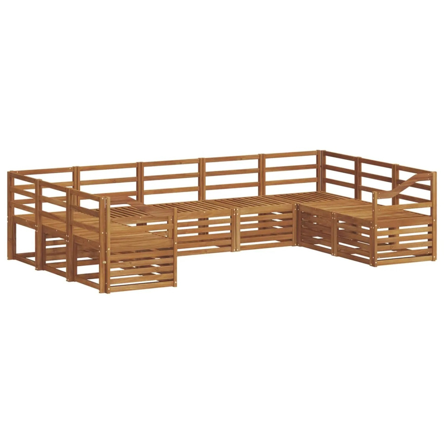 vidaXL Sofagarnitur 9-teilig aus Akazie Massivholz in Natur Braun, U-Form mit Latten-Design - Bild 2