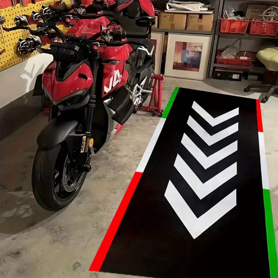 VIKAMA Motorradmatte Italienische Flagge Chevron im Retro-Stil aus Kristall-Samt, rutschfest, multicolour - Bild 4