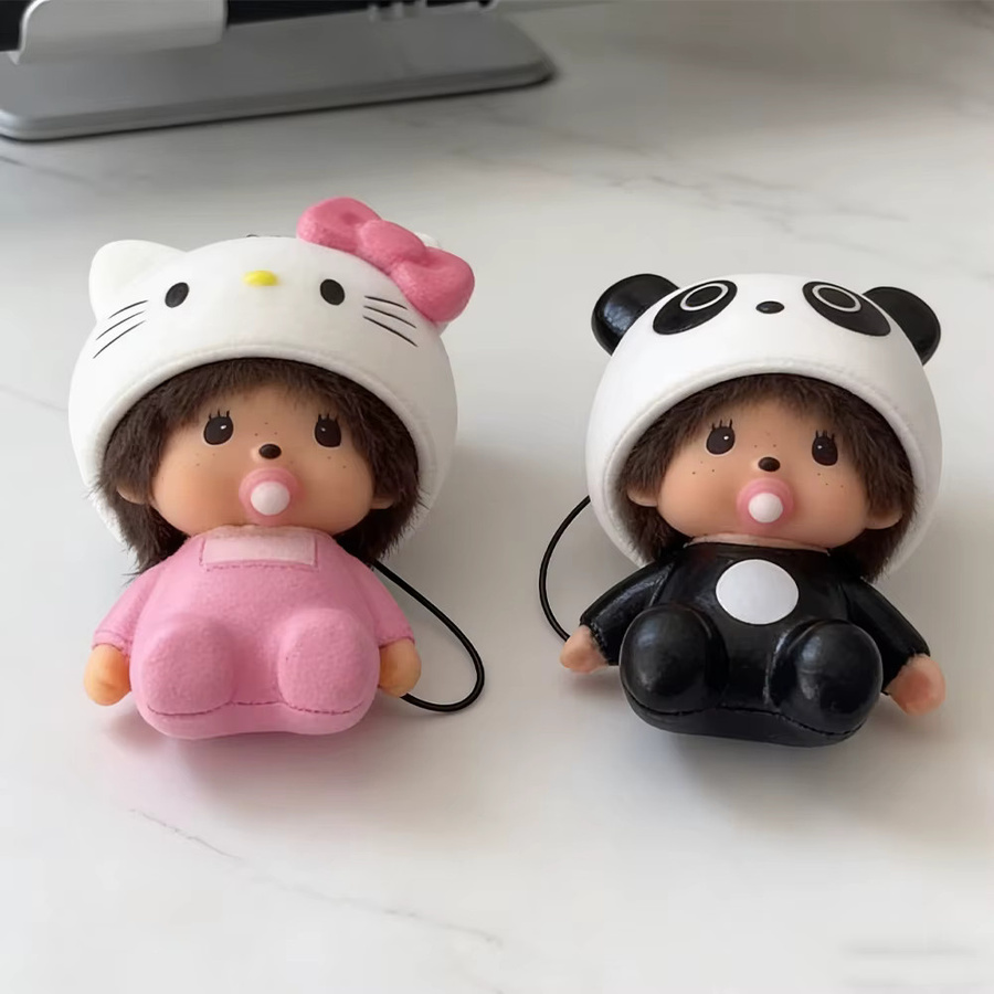 Sanrio Hello Kitty Monchhichi Puppen-Schlüsselanhänger - Bild 2