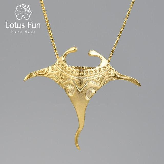 Wucifang Jewelry Anhänger Manta Ray Fisch, 925 Silber, Damen, Vintage - Bild 1