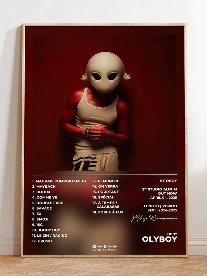 O-Oboy Wandposter Musik Rap Cover Songs Typografie Kunstdekor in Schwarz und Mehrfarbig aus wasserfestem Papier - Bild 2