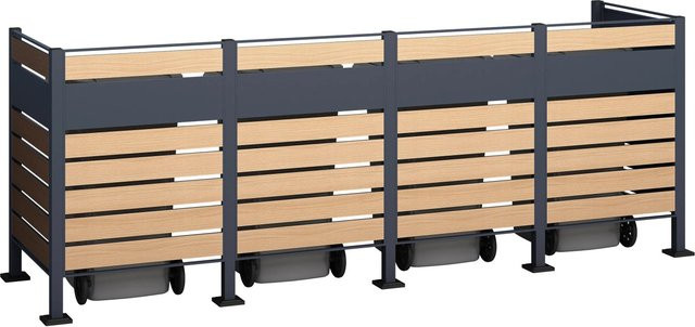 Westmann Mülltonnenverkleidung Planum aus Metall in Holzoptik Braun, Breite: 120 cm - Bild 2