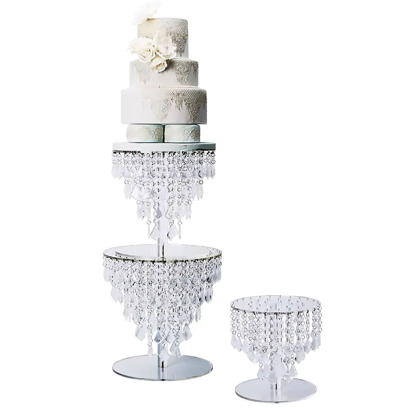 MYPOAYHODO Acryl Dessert Display Stand Set, Mehrstöckige Kuchenständer für Hochzeiten, Transparent, Rund - Bild 2