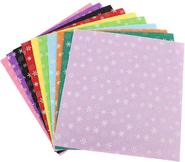 10 Stück CosyHome Bastel-Vliesstoff mit Schneemuster in Multicolour, B/B: 15 x 15 cm - Bild 1