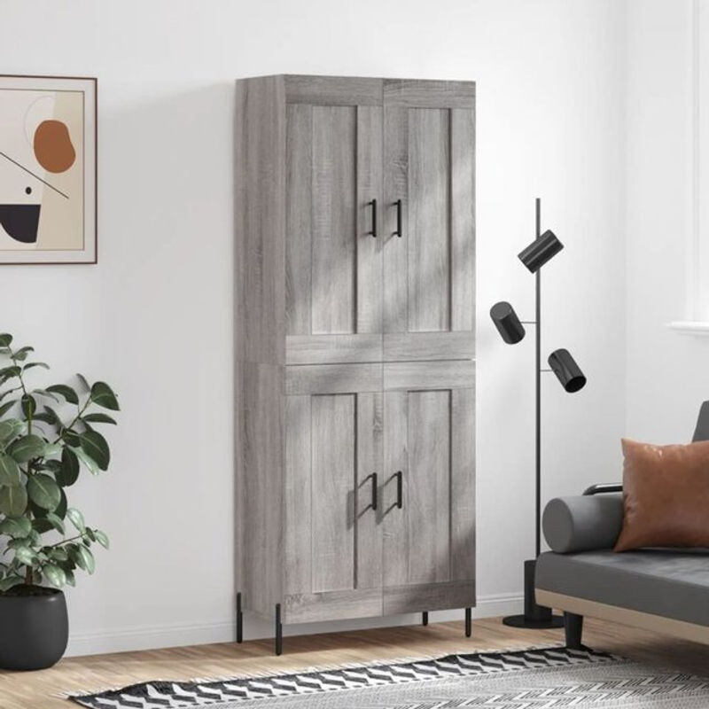 Vidaxl Highboard in Grau im Industrial Design aus Holzwerkstoff und Metall, B/T/H: 69,5 x 34 x 180 cm - Bild 1
