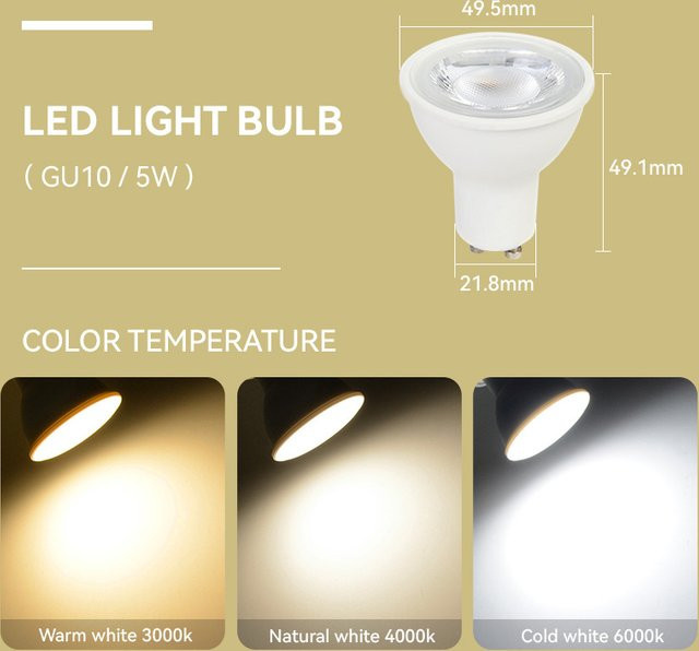 10 Stück LANGYUE GU10 LED Spotlight-Glühbirnen, Warmweiß, 5W, flimmerfrei - Bild 1
