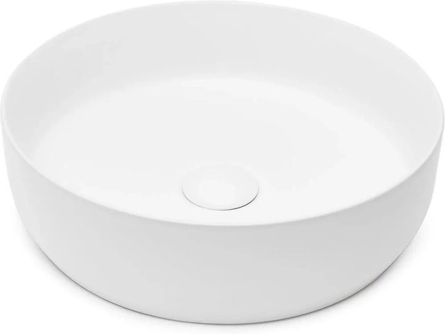 Swiss Aqua Technologies Waschschale Aufsatzwaschbecken rund Weiß Matt B: 39 cm, H: 12 cm mit Ablaufgarnitur - Bild 1