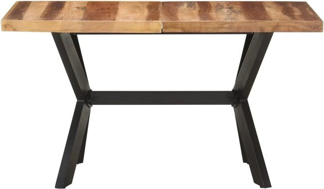 vidaXL Esstisch aus Massivholz in Braun, rechteckig, B/T/H: 140 x 70 x 75 cm - Bild 1