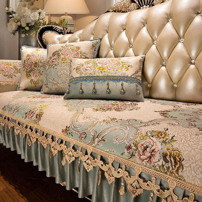 Yiran Furniture Sofaüberwurf im europäischen Stil aus Jacquard-Stoff, Anti-Rutsch Couchbezug für alle vier Jahreszeiten, Armlehnenbezug B/H: 50 x 60 cm - Bild 2