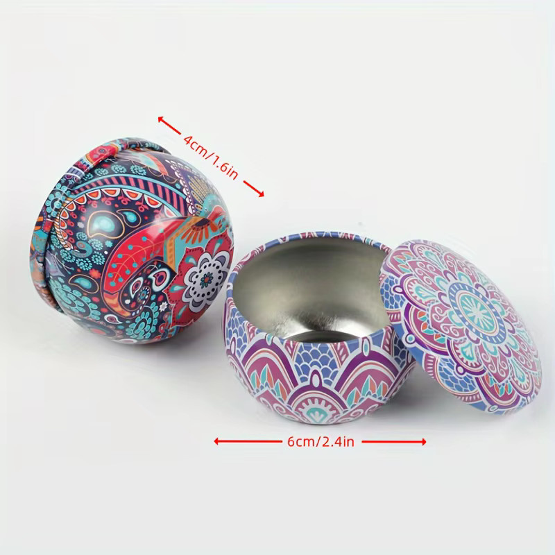12 runde Kerzendosen aus Metall mit Blumenmuster und Deckel für deine DIY-Kerzenherstellung, Multicolor - Bild 2