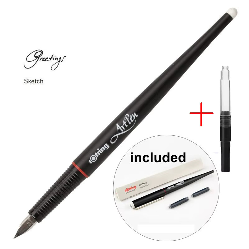 Rotring Art Pen Füllfederhalter in Schwarz für professionelles Skizzieren, Kalligraphie und technisches Zeichnen - Bild 2