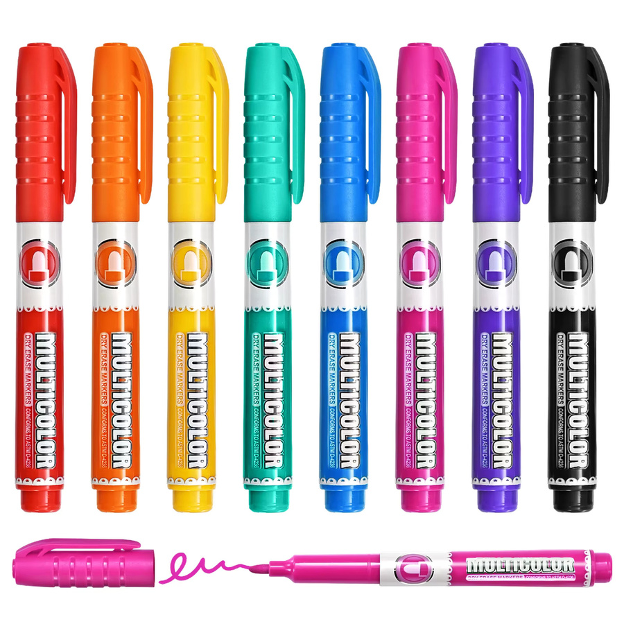 Lekreo WP128AS Whiteboard Marker mit Meißelspitze, 8 Farben, trocken abwischbar und geruchsarm - Bild 6