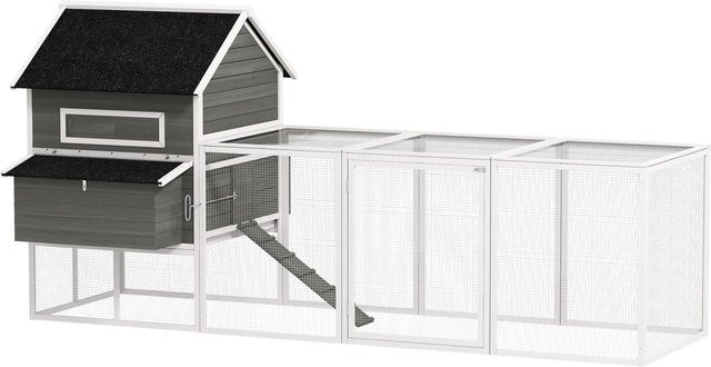PawHut Hühnerstall aus Tannenholz in Grau, B/T/H: 347 x 160 x 150 cm - Bild 1