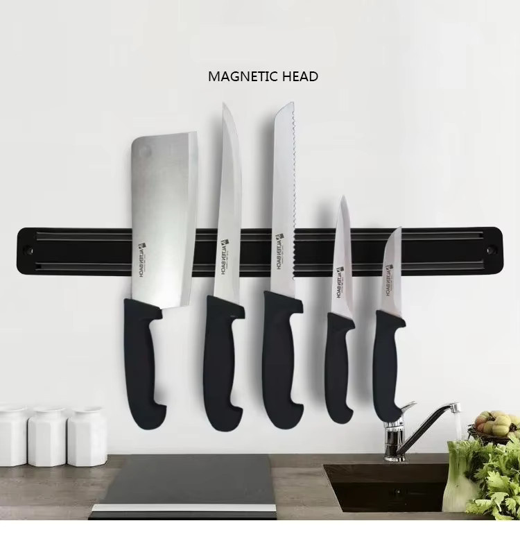 RSCHEF Magnetische Messerleiste mit Ablage in Schwarz, Wandmontierte Messerhalterung für Küche und Werkstatt - Bild 4