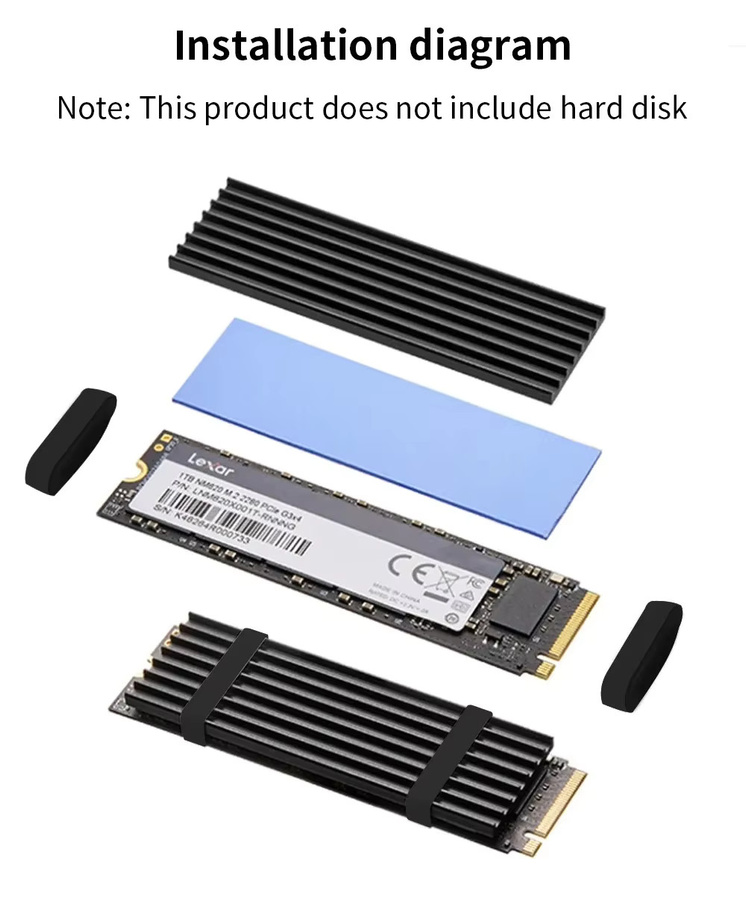 LDPCSJ M.2 SSD-Kühlkörper 2280 aus Aluminiumlegierung mit Wärmeleitpad für NVMe SSDs, Desktop-PC und PS5 - Bild 5