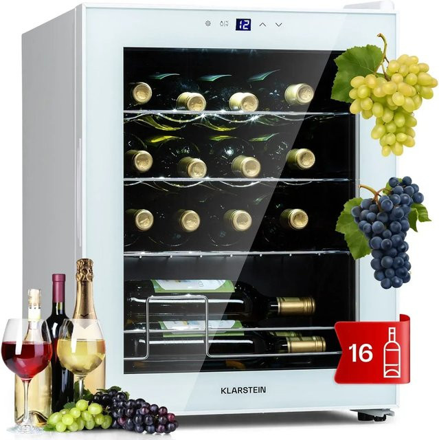 Klarstein Shiraz 16 Quartz Weinkühlschrank Weiß mit Glasfront und Touch-Bedienfeld, 42 l - Bild 1
