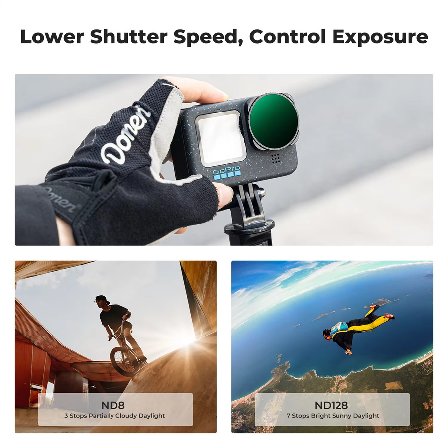 K&F CONCEPT CPL ND Filterset Schwarz für GoPro Hero 10 11 12 13 Action-Kamera mit variablen ND-Filtern ND8 ND16 ND32 ND64 ND1000 ND2-32 ND32-512 - Bild 5