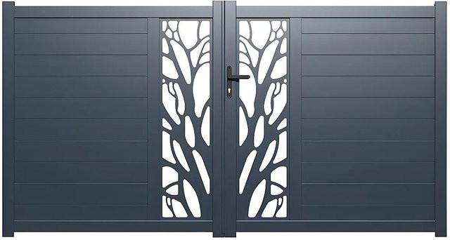 Vente-unique Flügeltor Labrit II aus Aluminium in Anthrazitgrau, Breite: 351 cm - Bild 1