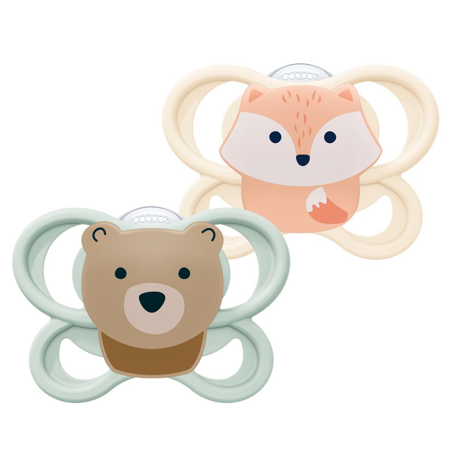 NUK Schnuller Perfect Match Air 2er Pack aus Silikon Grösse 0-6 Monate Fuchs und Bär Multicolor - Bild 1