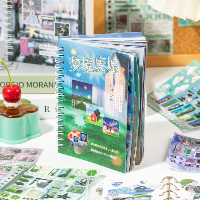 30 Blatt selbstklebende Thema-Landschaftsaufkleber mit Fantasy-Himmel und magischen Designs in Multicolour für dein Tagebuch-DIY und Sammelalbum - Bild 1