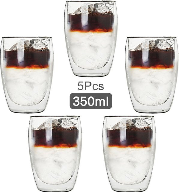 RSCHEF Doppelwandige Glas-Tasse Transparent, Handgefertigter Hitzebeständiger Tee- und Kaffeebecher, 350 ml - Bild 1