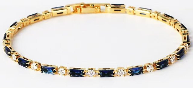 Tennisarmband Damen, Kupfer, Gold, grüne Phantom- und weiße Kristalle - Bild 1