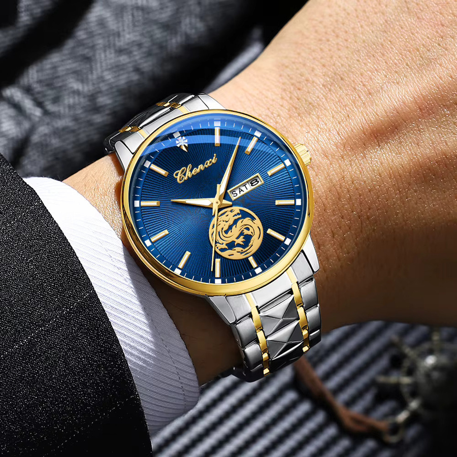 CHENXI Armbanduhr Herren, Quarz, Edelstahl, Schwarz - Bild 1