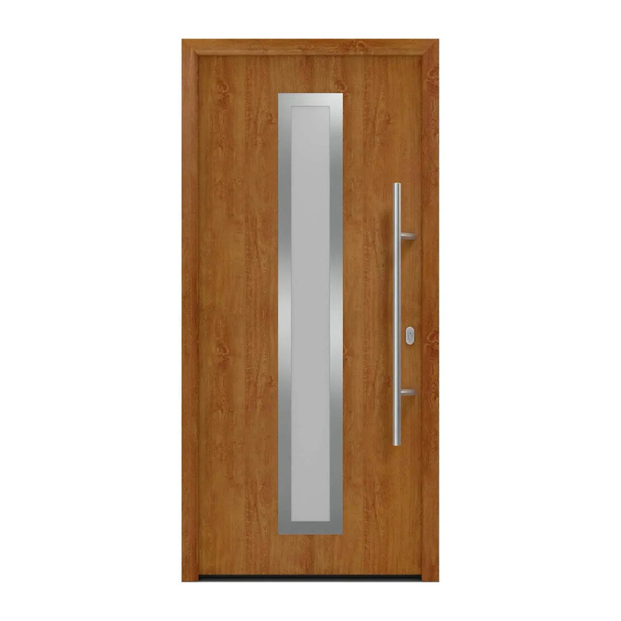 EcoStar Haustür Isopro IP 700S in Golden Oak, Farbe: Braun, mit Glaseinsatz, Material: Stahl und Aluminium, B: 110 cm, H: 210 cm, DIN Rechts - Bild 2