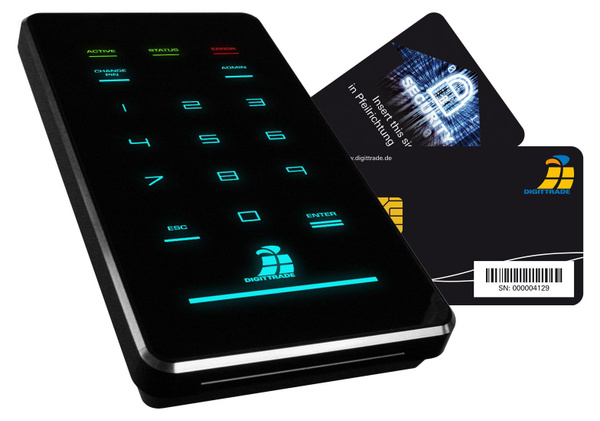 Digittrade HS256S3 externe Festplatte 1TB HDD mit Hardware-Verschlüsselung, Smartcard und PIN-Eingabe, schwarz