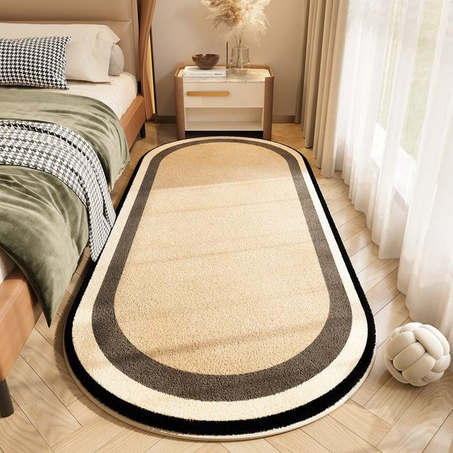 WTEMPO Bettvorleger für Schlafzimmer und Wohnzimmer, beige, Polyester, B: 120 cm, T: 40 cm - Bild 1