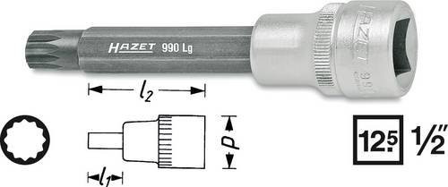 Hazet Steckschlüsseleinsatz 990LG-8 1/2 Zoll Innen-Vielzahn M8 Länge 100 mm Silber - Bild 1