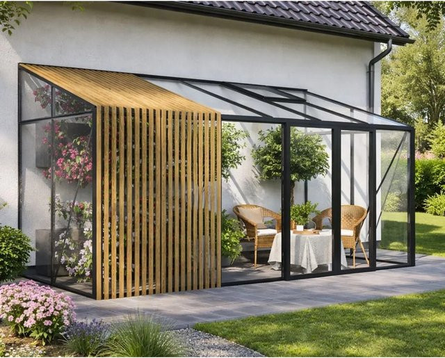 Bloomcabin Wandgewächshaus GHLTAF10 mit Accoya und Sicherheitsglas, Schwarz, Höhe: 160 cm - Bild 1