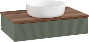 V&B Waschtischunterschrank Antao mit Frontstruktur in Grau-Grün lackiert, B/T/H: 80 x 50 x 19 cm - Bild 1