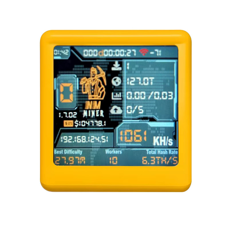 Heltec Automation NMMiner NM TV Smart TV BTC Solo Lottery Miner mit 1060KH/s, ESP32, Desktop-Uhr in Weiß und Gelb - Bild 6