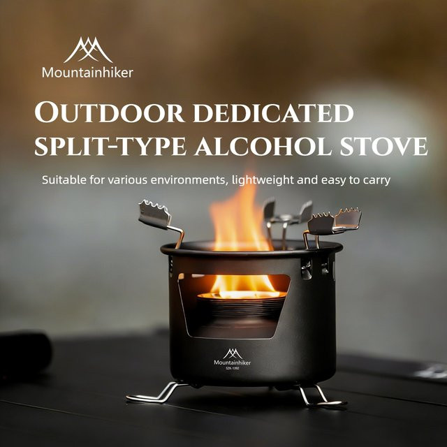 MOUNTAINHIKER Tragbarer Mini-Alkoholkocher für Camping und Outdoor in Schwarz - Bild 1
