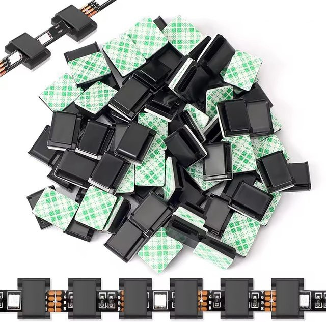 50 Stück selbstklebende Fiber Optic Kabel Clips zur Montage von LED Streifen und elektrischen Drähten in Schwarz und Weiß - Bild 1