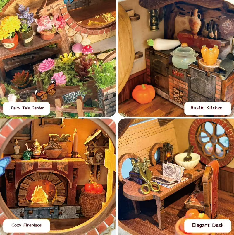 Handgemachte Holz-Miniaturfiguren Magic Ring Haus für deine DIY-Dekoration in Mehrfarben - Bild 3