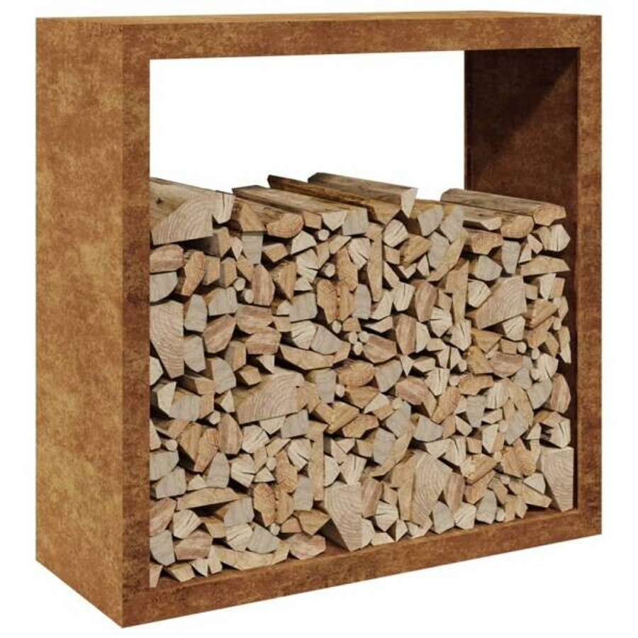 vidaXL Brennholzregal aus wetterfestem Metall in Braun, B/T/H: 100 x 40 x 100 cm - Bild 3
