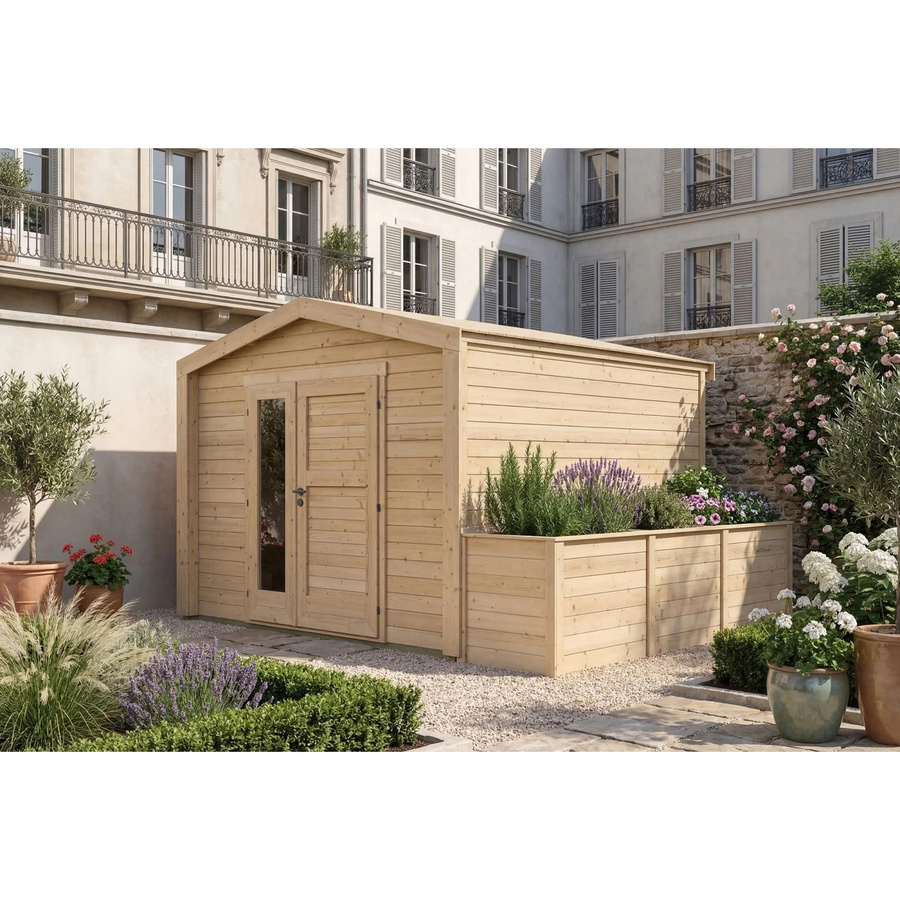Weka Holz-Gartenhaus Killarney mit Satteldach in Natur Braun, B: 384 cm, T: 313 cm, H: 246 cm - Bild 2