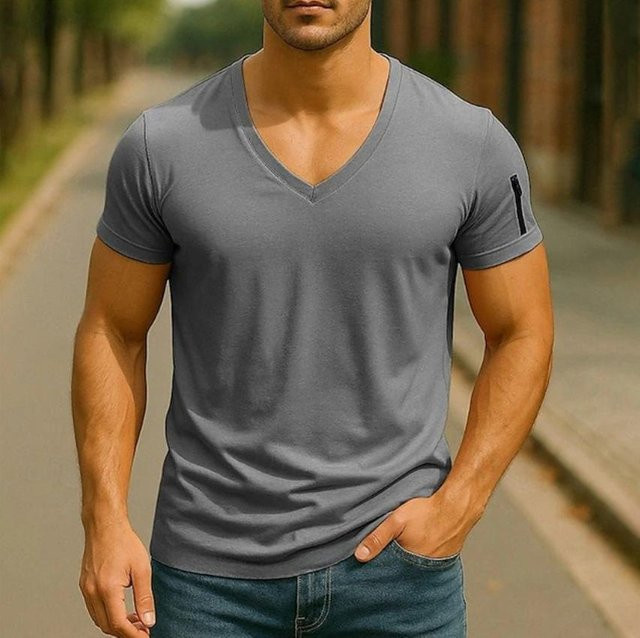 Pray Love T-Shirt V-Ausschnitt, dunkelgrau, Herren - Bild 1