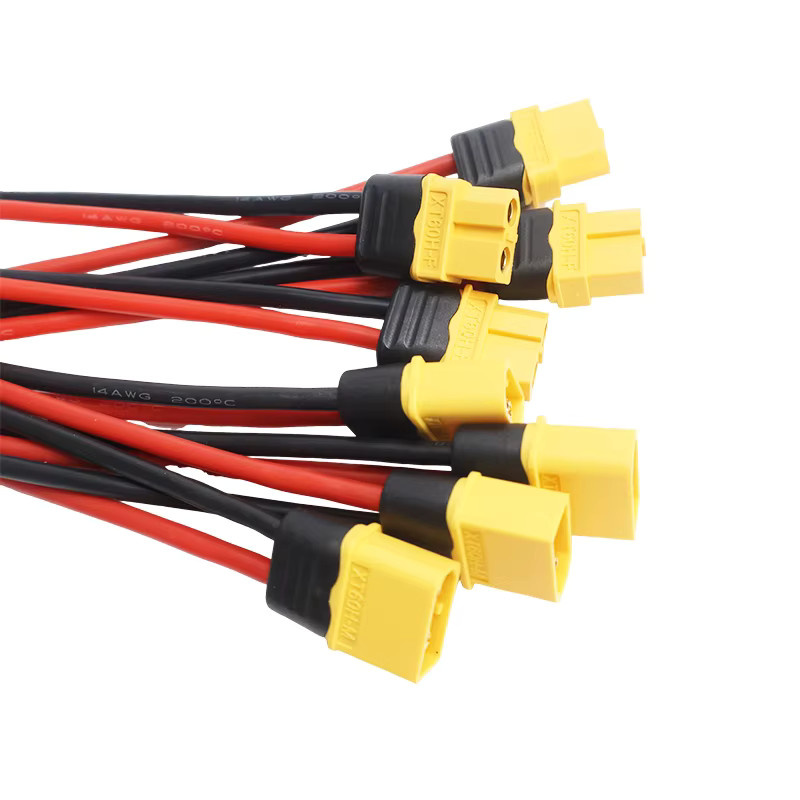 XT60 Parallelbatterie Dual-Verlängerungsstecker 3-Wege Y-Splitter mit 14AWG Silikondraht in Gelb, Länge: 100 mm - Bild 2