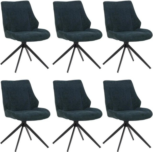 6er-Set MCW Esszimmerstühle O48 in Petrol-Grün mit drehbarer Auto-Return Funktion und Chenille-Stoff (Öko-Tex) - Bild 2