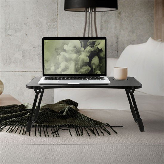ML-Design Klappbarer Laptoptisch für das Bett in Schwarz aus MDF und Metall mit USB-Ports, B/T: 60 x 40 cm - Bild 1