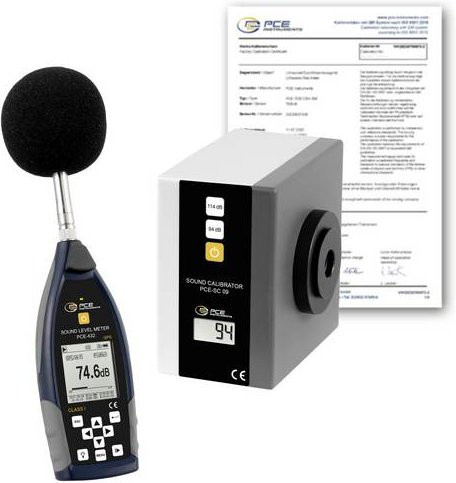 PCE Instruments Klasse 1 PCE-432-SC 09-ICA Profi Schallkalibrator mit Schallpegelmesser, GPS und ISO-Kalibrierzertifikat in Weiß - Bild 1