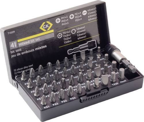 C.K Bit-Set T4509, 41-teilig, Silber, mit Phillips, Pozidriv, Torx und Innensechskant - Bild 1
